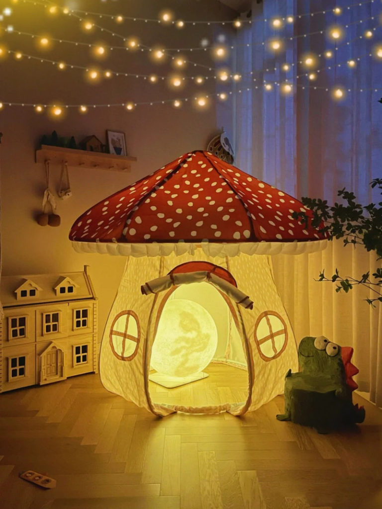 mushroom play tent with light