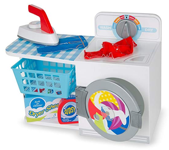 pretend play laundry and dry ironing